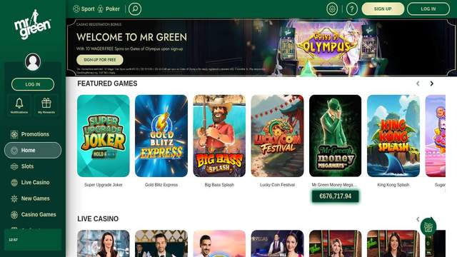 Mr Green casino screenshot